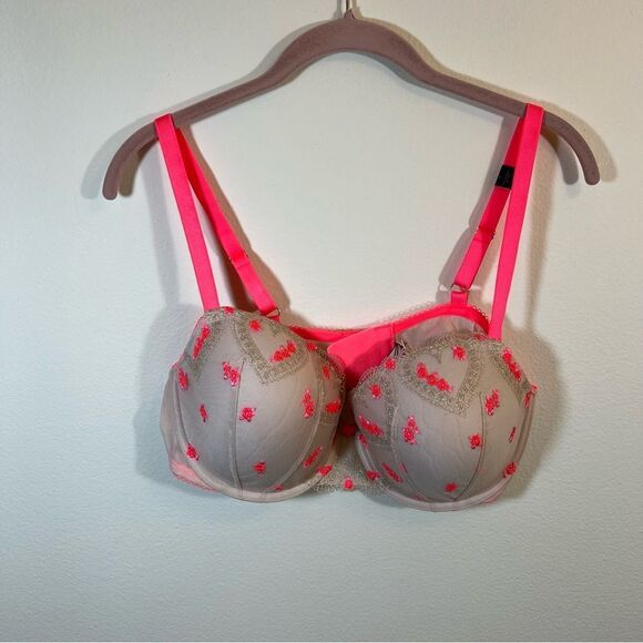✨ Victoria’s Secret Lined Demi Dream Angels Bra Cream Neon 38D - Picture 1 of 6